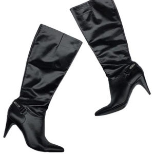 Calvin Klein Knee Hi Black Leather Boots 6.5M